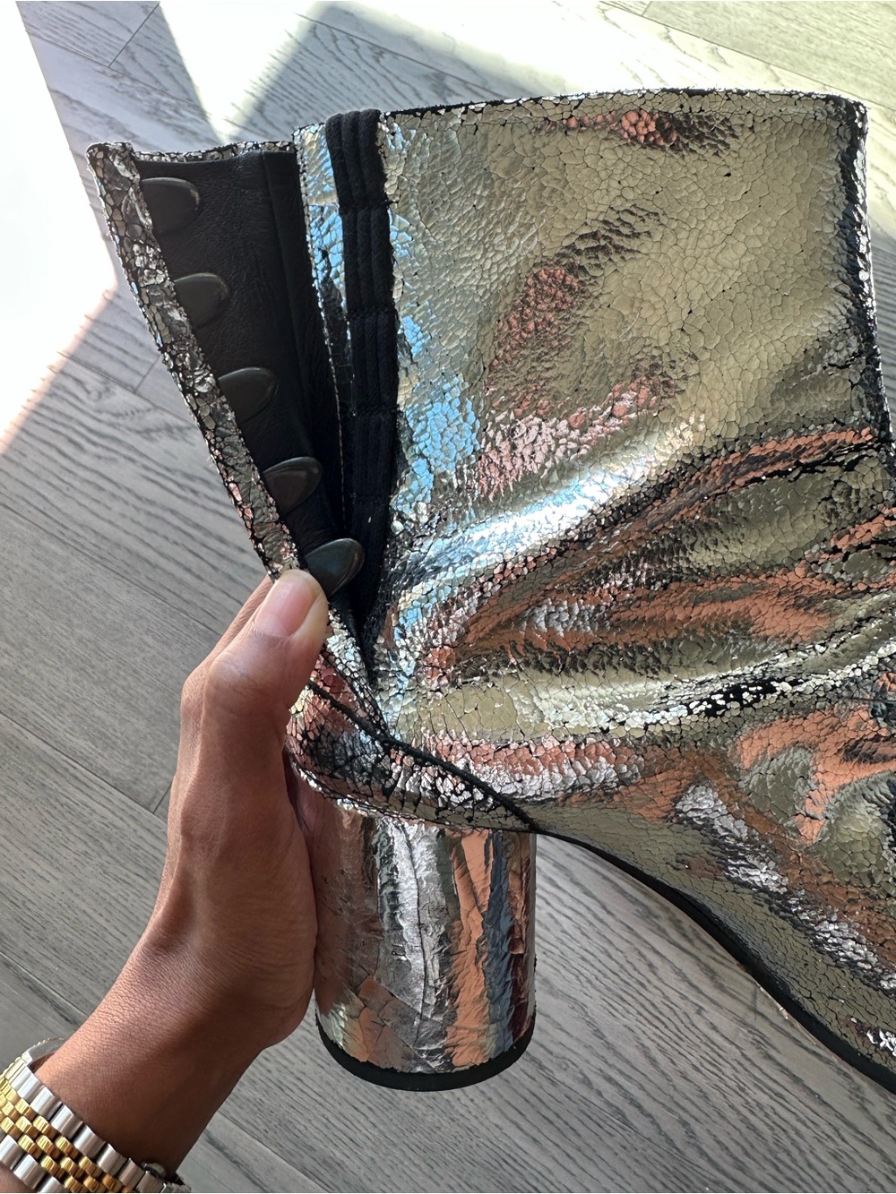 Martin Margiela Cracked Silver Tabi Boots - Picture 5 of 8